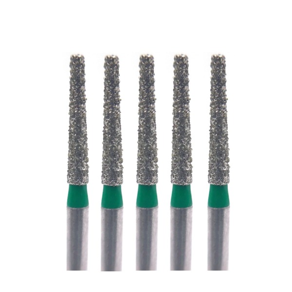 Бор алмазный Ecoline E 847, цилиндр конусный, D=1.4 мм, FG, зеленый, 5 шт - фото 0