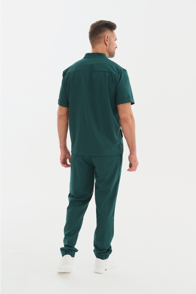 Рубашка мужская на молнии Тезис TZ700, зеленый, 56 - фото 3