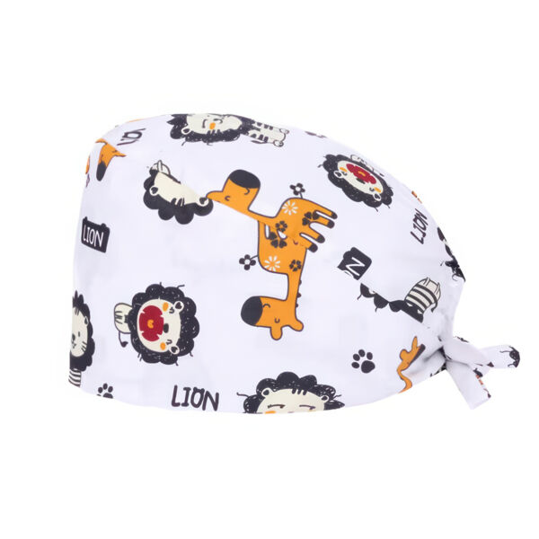 Шапочка медицинская, принт "Лев", белый - фото 0