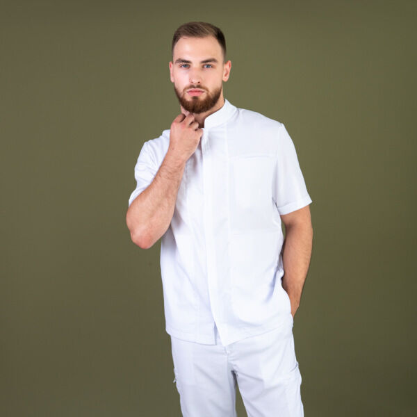 Рубашка мужская на молнии Тезис TZ700, белый, 58 - фото 0