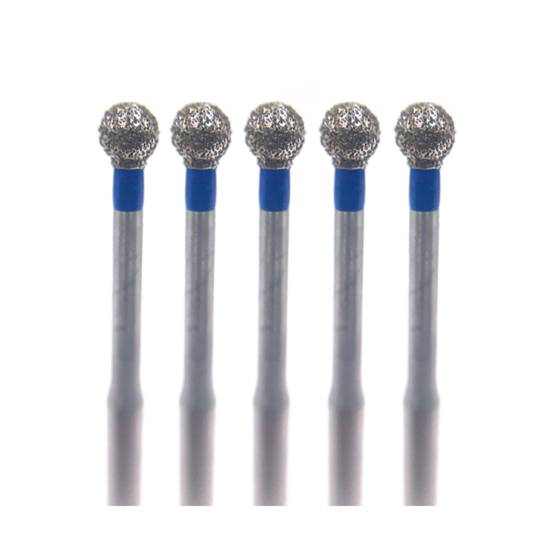 Бор алмазный Ecoline E 801L, шаровидный, D=1.2 мм, FG, синий, 5 шт - фото 0
