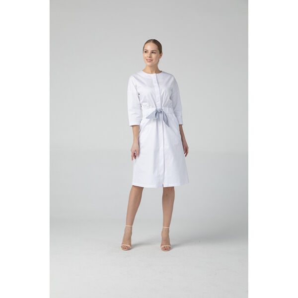 Платье Dr. Nice с серым поясом, белый, 44 - фото 0