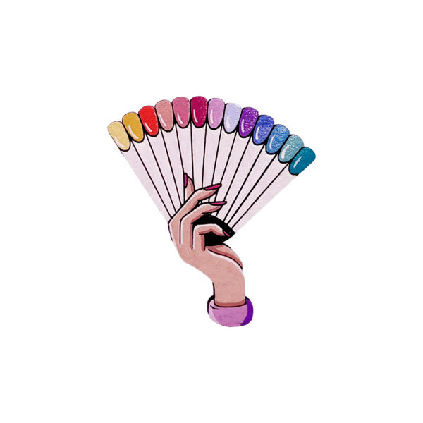 Значок "Маникюр веер", разноцветный - фото 0