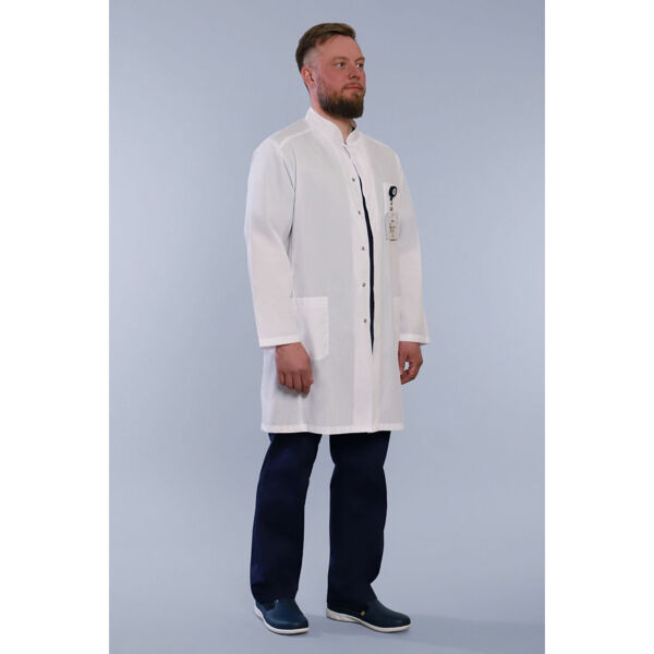 Халат медицинский мужской на кнопках, белый, 62 - фото 0