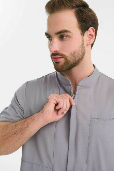 Рубашка мужская на молнии Тезис TZ700, серо-бежевый, 46 - фото 1