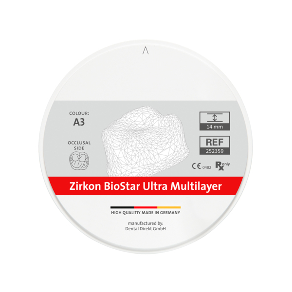 Фрезерный диск Zirkon BioStar Ultra Multilayer, цвет D2, 98,5х18 мм - фото 0