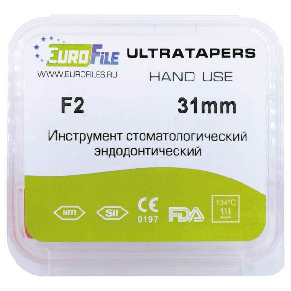 Файлы ручные Eurofile Ultratapers, для обработки корневого канала, 31 мм, №F2, никель-титан, 6 шт - фото 2