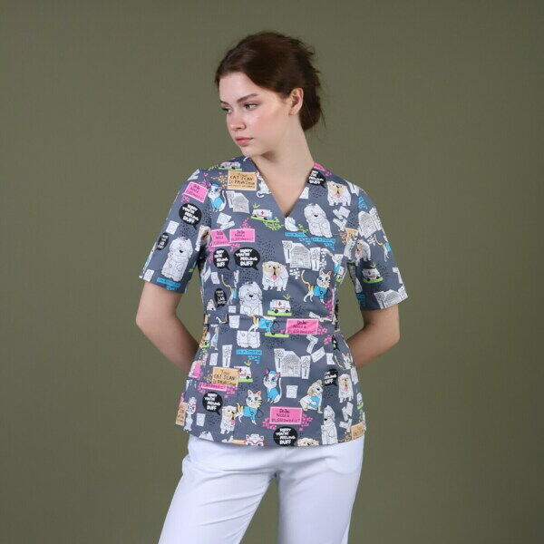 Туника женская Тезис TZ305, принт "Котики и собачки", 56 - фото 0