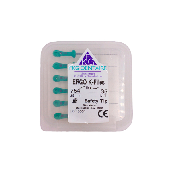 ERGOFLEX K Ni-Ti - ручные никель-титановые файлы, эргономичная ручка, 25 мм, №35, 6 шт - фото 0