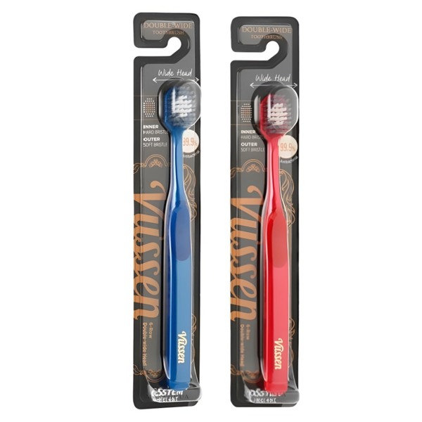 Набор зубных щеток Vussen, синяя + красная - фото 0