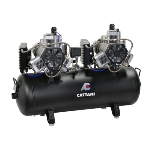 Компрессор стоматологический безмасляный Cattani AC600, с 2 осушителями, ресивером 150 л, однофазный, для 7-8 установок, 476 л/мин - фото 0