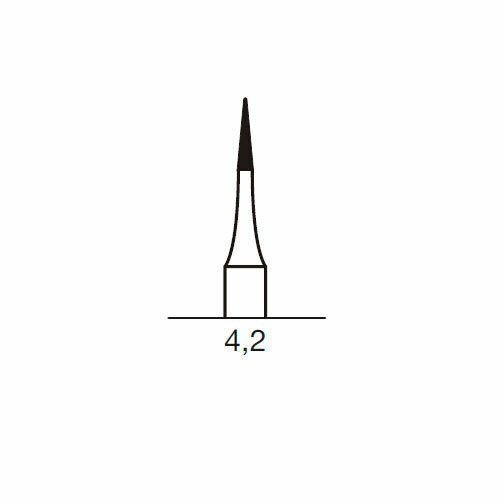 Финишный твердосплавный бор CF 133, конус безопасный конец, D=1.0 мм, L=4.2 мм, FG, синий - фото 1