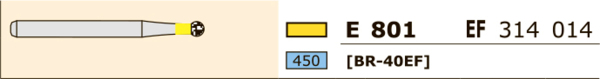 Бор алмазный Ecoline E 801, шаровидный, D=1.4 мм, FG, желтый, 1 шт - фото 2