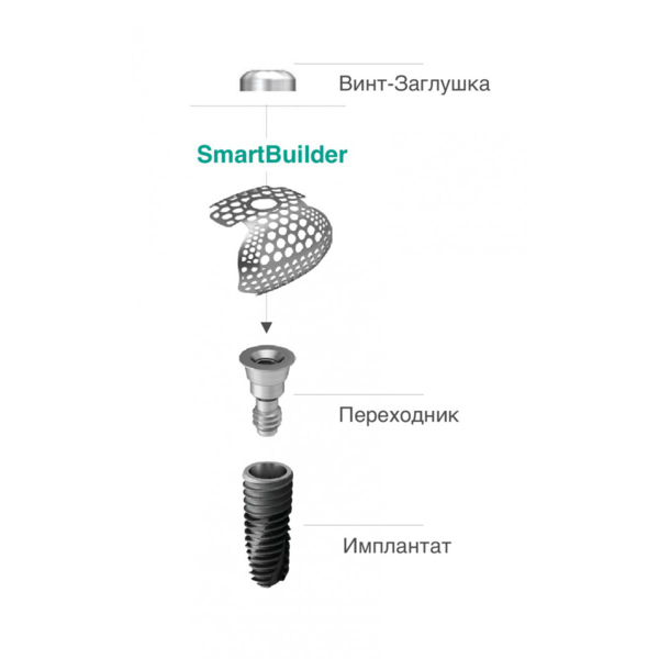 Мембрана титановая OSSTEM OssBuilder OB2, для дефекта одной стенки, P=4.0 мм, BW=10.0 мм, BL=9.0 мм, BD=5.5 мм - фото 2