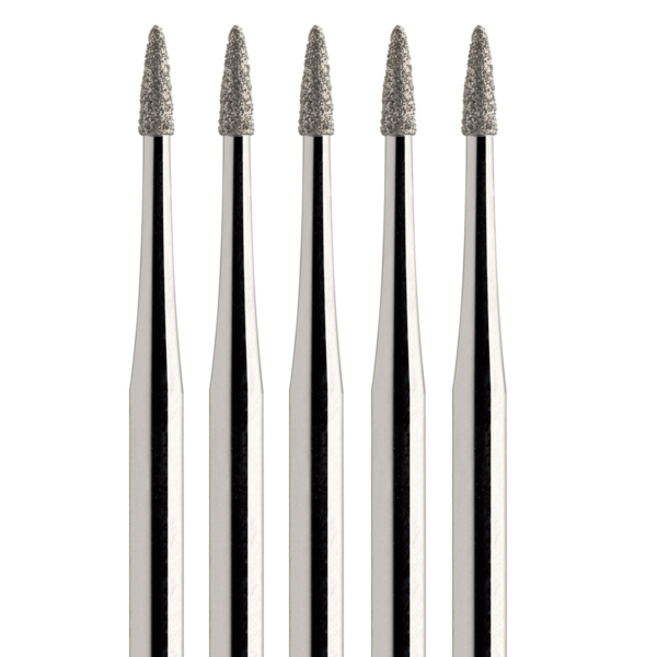 Бор алмазный 889, пламя, для фиссур, D=0.9 мм, L=3.5 мм, FG, желтый, 5 шт - фото 0