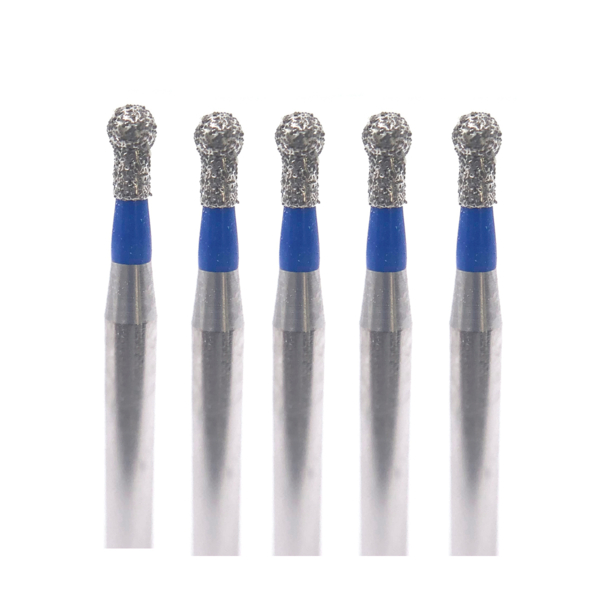 Бор алмазный Ecoline E 802, шаровидный с воротником, D=1.4 мм, FG S, синий, 5 шт - фото 0