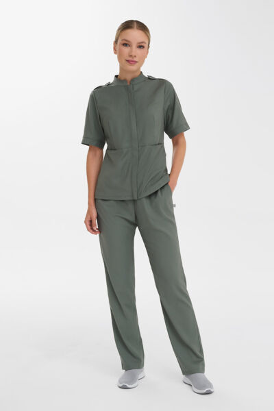 Рубашка женская на молнии Тезис TZ400, оливковый, 54 - фото 2