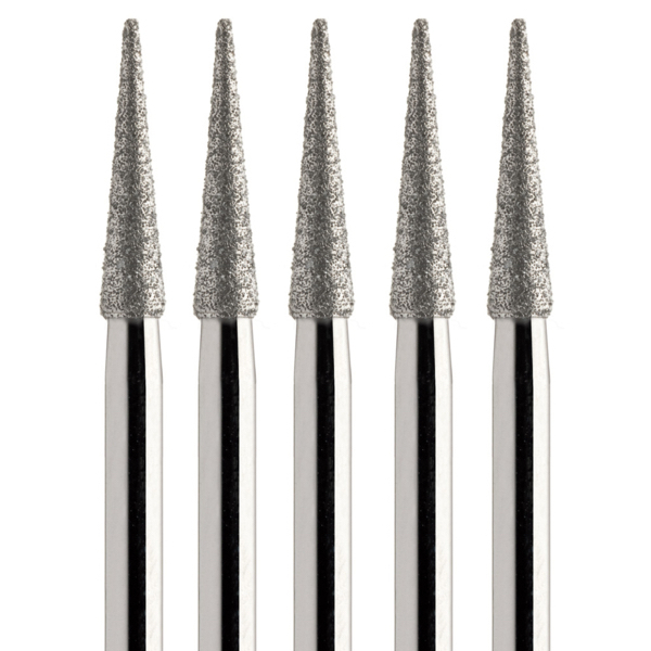 Бор алмазный 858, пика, D=1.6 мм, L=8 мм, FG, зеленый, 5 шт - фото 0