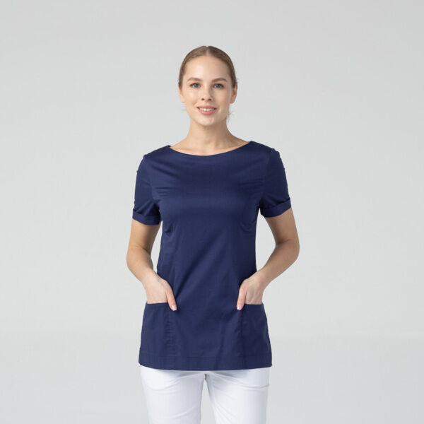 Туника женская Dr. Nice с молнией сзади, короткий рукав, синий, 52 - фото 0