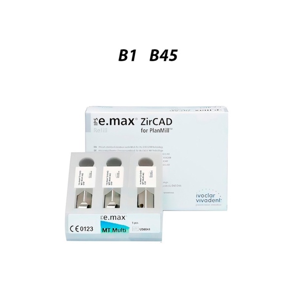 IPS e.max ZirCAD PlanMill MT Multi - блоки из оксида циркония, цвет B1, B45, 3 шт - фото 0