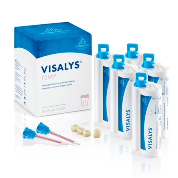 Visalys Temp Bonus pack - материал для изготовления временных коронок и мостов, цвет A2, 1 x 50 мл + 3 смесительные канюли - фото 0