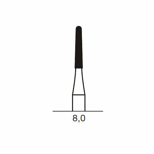 Финишный твердосплавный бор CF 375 R, конус закругленный, D=1.6 мм, L=8.0 мм, FG, синий - фото 1