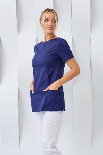 Туника женская Dr. Nice с молнией сзади, короткий рукав, синий, 48 - фото 1
