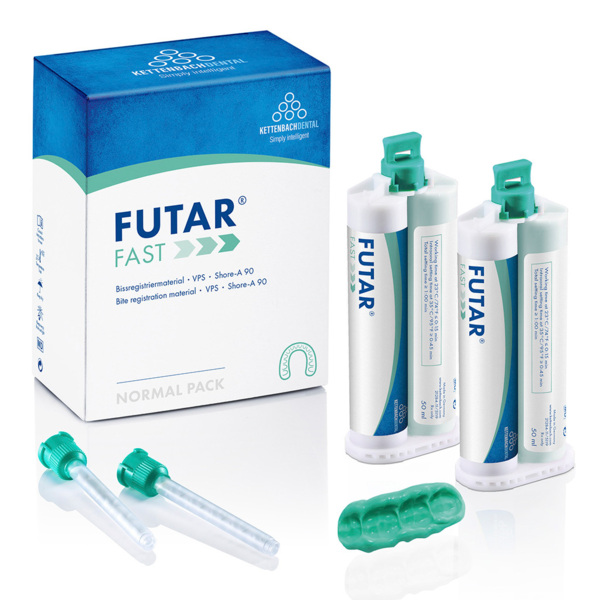 Futar Fast (Normal pack) - материал для регистрации прикуса (А-силикон), 2x50 мл + 6 смесителей (зеленых)