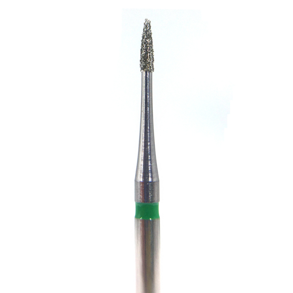 Бор алмазный 889, пламя, D=0.9 мм, L=3.5 мм, FG, зеленый - фото 0