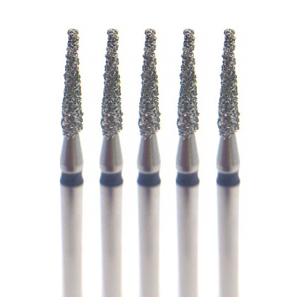 Бор алмазный 898SG, конус заостренный, тонкий, D=1.2 мм, L=6.0 мм, FG, черный, 5 шт - фото 0