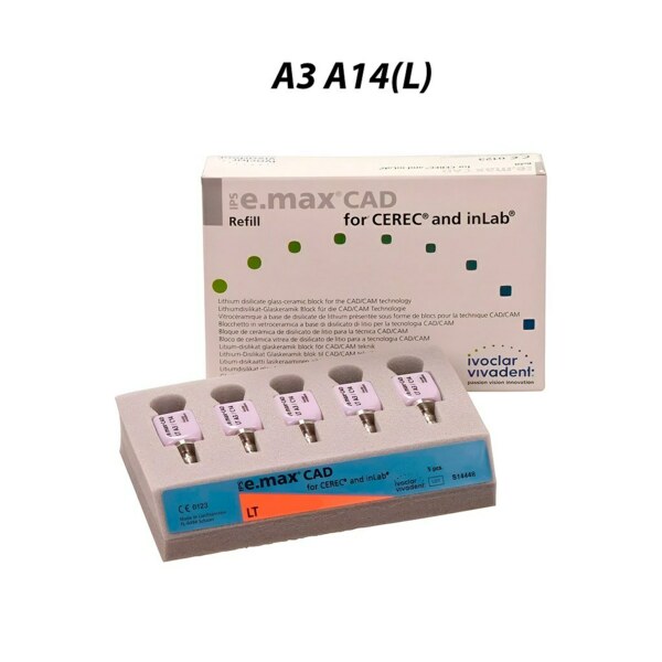 IPS e.max CAD CEREC/inLab LT - блоки из стеклокерамики, цвет A3 A14 (L), 5 шт - фото 0