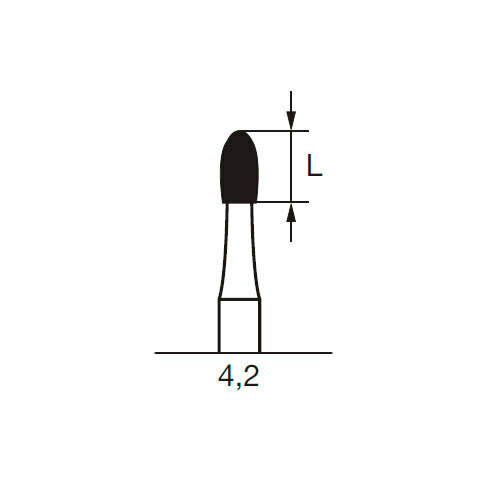 Финишный твердосплавный бор CF 379 F, олива, D=2.3 мм, L=4.2 мм, FG, желтый - фото 1