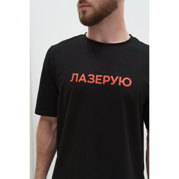 Футболка унисекс Тезис TZ111, принт "LAZER", черный, 48-50 - фото 2