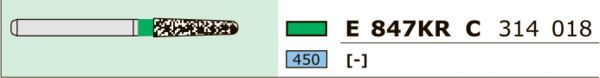 Бор алмазный Ecoline E 847KR, цилиндр конусный закругленный, D=1.8 мм, FG, зеленый, 1 шт - фото 2