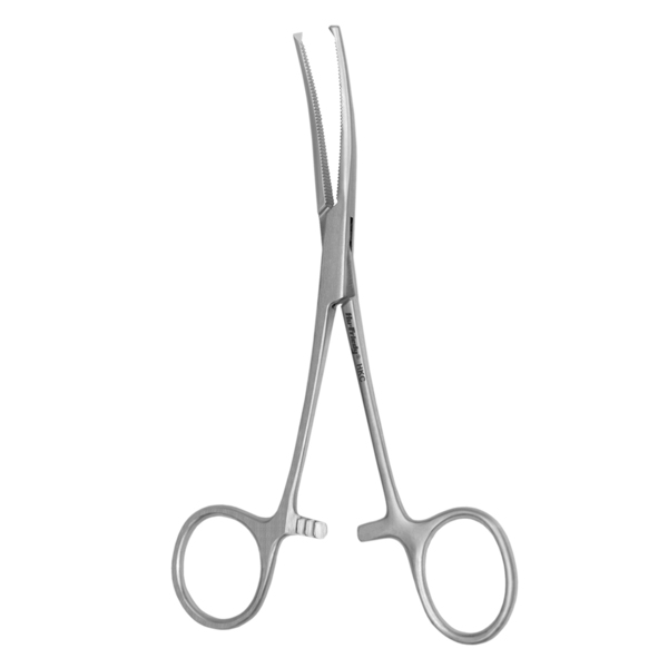 Зажим Kocher, кровоостанавливающий, изогнутый, зубчатый 1х2, 14 см - фото 0