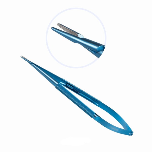 Иглодержатель микрохирургический, прямой, игла 7/0, 0,8 мм, длина 180 мм - фото 1