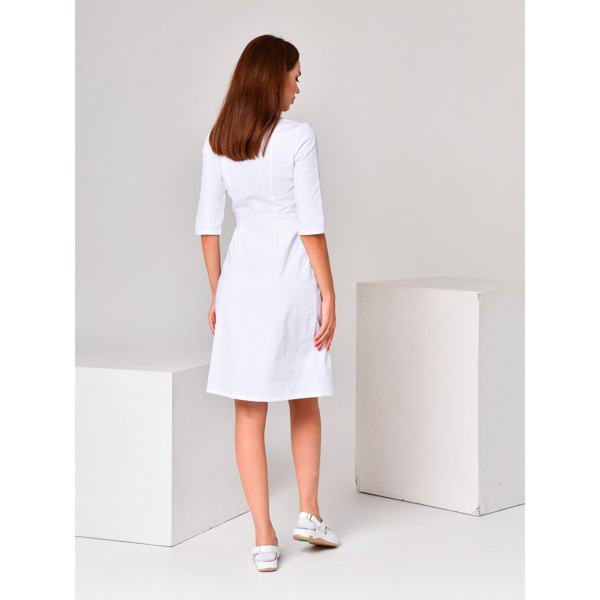 Халат женский с двойной юбкой, белый, 48 - фото 4