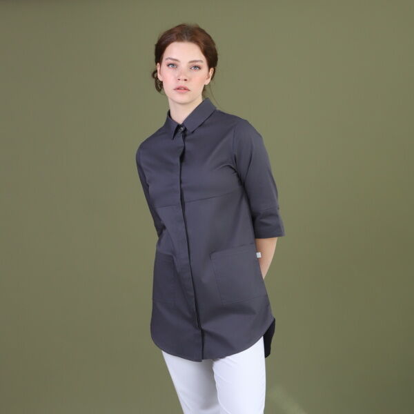 Рубашка женская на кнопках Тезис TZ450, графит, 44 - фото 0