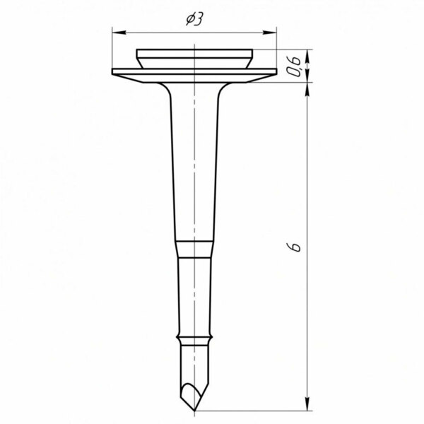Пин безударный EndoCarbon, для фиксации мембран и титановых сеток, тип 2, L=6 мм, H=0.6 мм, D(шляпки/стержня)=3.0/0.6 мм, титан, 5 шт - фото 1