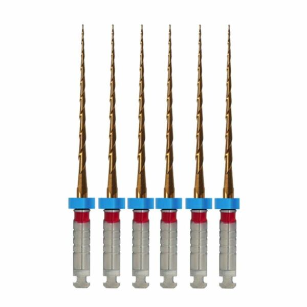 Файлы машинные Eurofile MultiTaper Gold, стерильный, для препарирования искривленных каналов, 25 мм (21 мм), №25/.06, никель-титан, 6 шт - фото 0