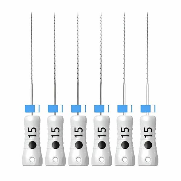 Файлы ручные FKG Н-files, для зондирования, прохождения и очищения каналов, стандартная ручка, 21 мм, №15/.02, сталь, 6 шт - фото 0