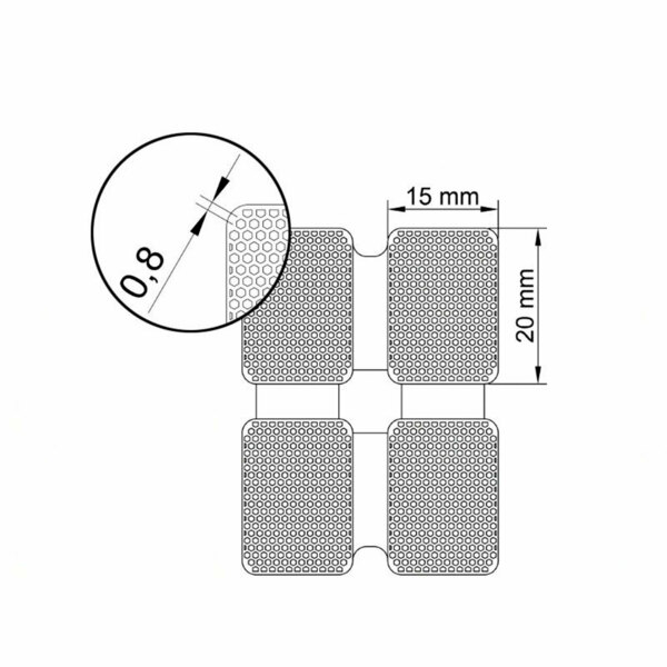 Сетка титановая перфорированная EndoCarbon, для поддержки мембран и костного материала, 15х20х0.1 мм, D=0.8 мм, 4 шт - фото 1