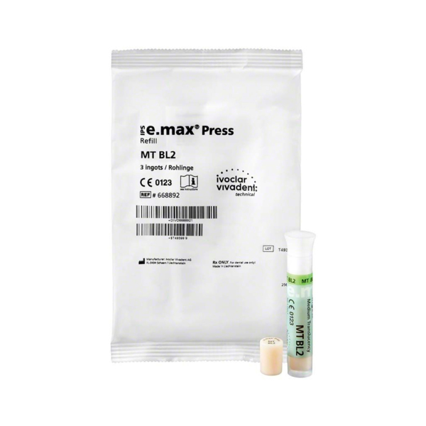 IPS e.max Press Ingots MT - керамические заготовки для техники прессования, цвет L BL2, 3 шт - фото 1