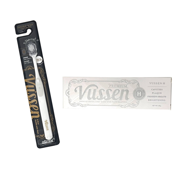 Комплект зубная паста Vussen H + щетка Vussen "Double-Wide", белая - фото 0