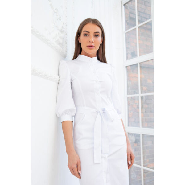 Платье Dr. Nice на пуговицах, белый, 44 - фото 4