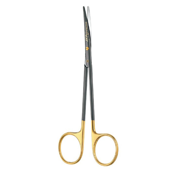 Ножницы препаровальные Baby-Metzenbaum, DUROTIP, NOIR, изогнутые, 1 зубчатое лезвие, 145 мм - фото 0