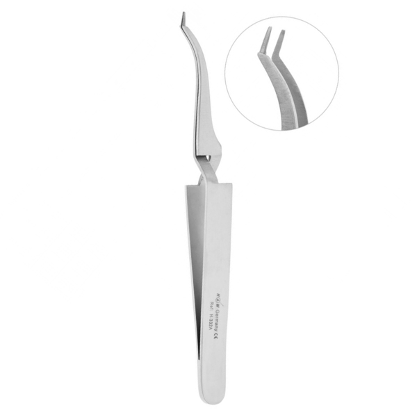 Пинцет ортодонтический HLW H-322A*, обратный, изогнутый, с позиционером, для щечных трубок, 130 мм - фото 0